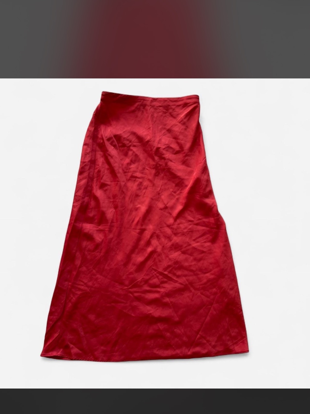 Red Satin midi Skirt